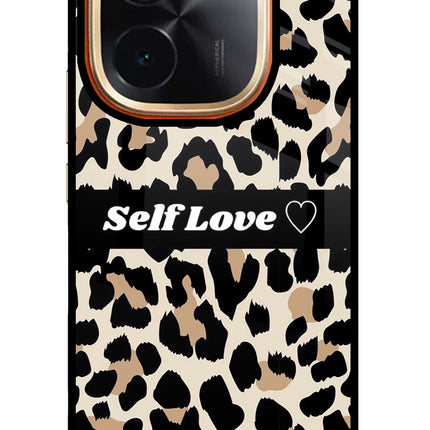 Leopard Print Self Love IQOO Z9S Pro 5G Glass Case Back Cover by Casekaro