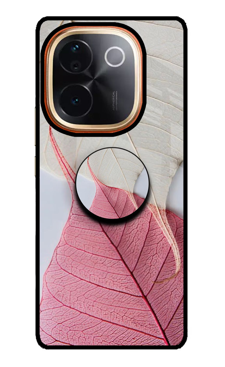 White Pink Leaf IQOO Z9S Pro 5G Pop Case, Glass case