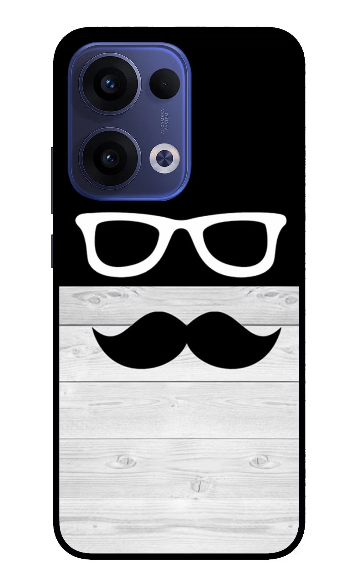 Mustache Oppo Reno13 5G Glass Case Back Cover by Casekaro