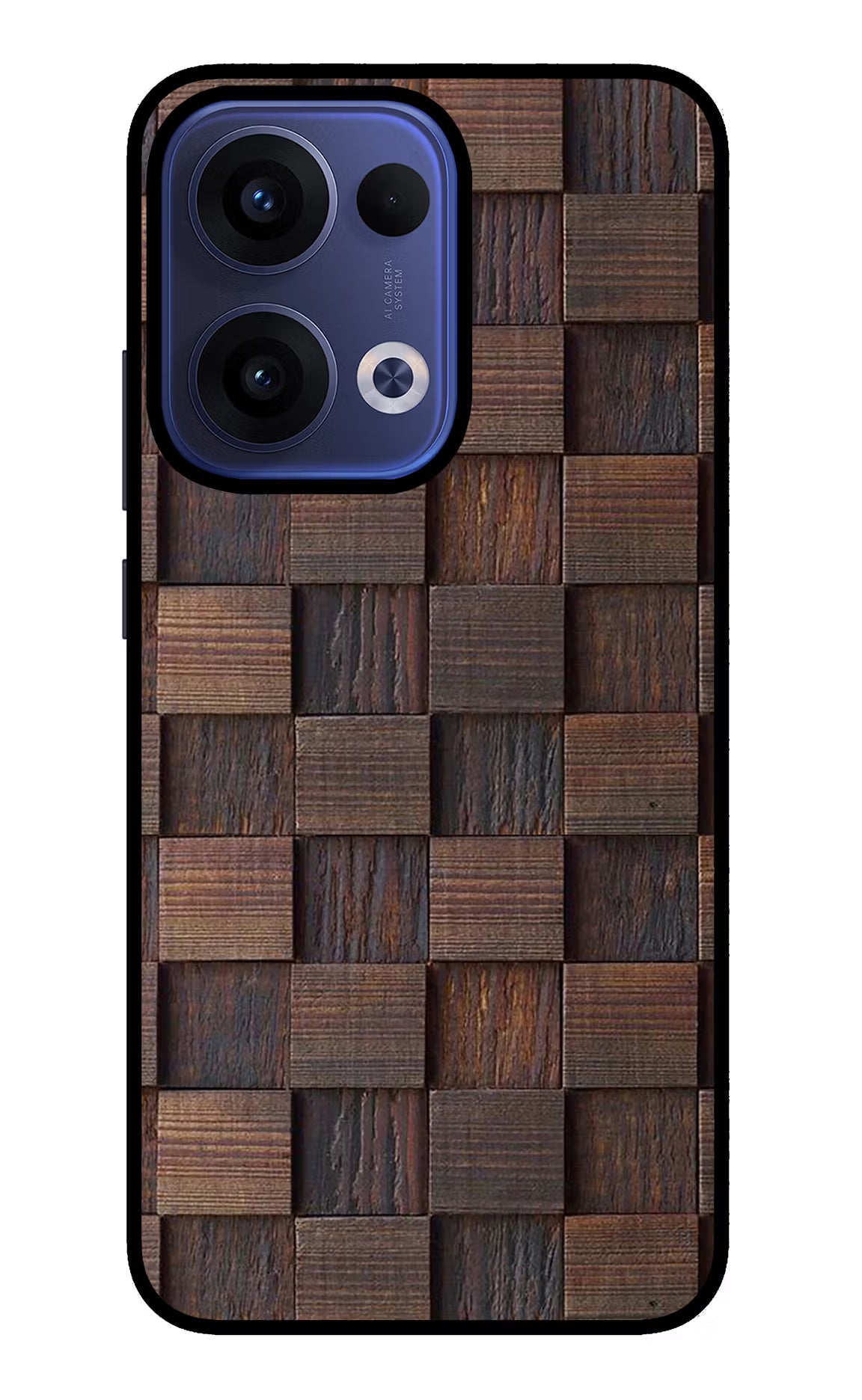 Wooden Cube Design Oppo Reno13 5G Glass Case
