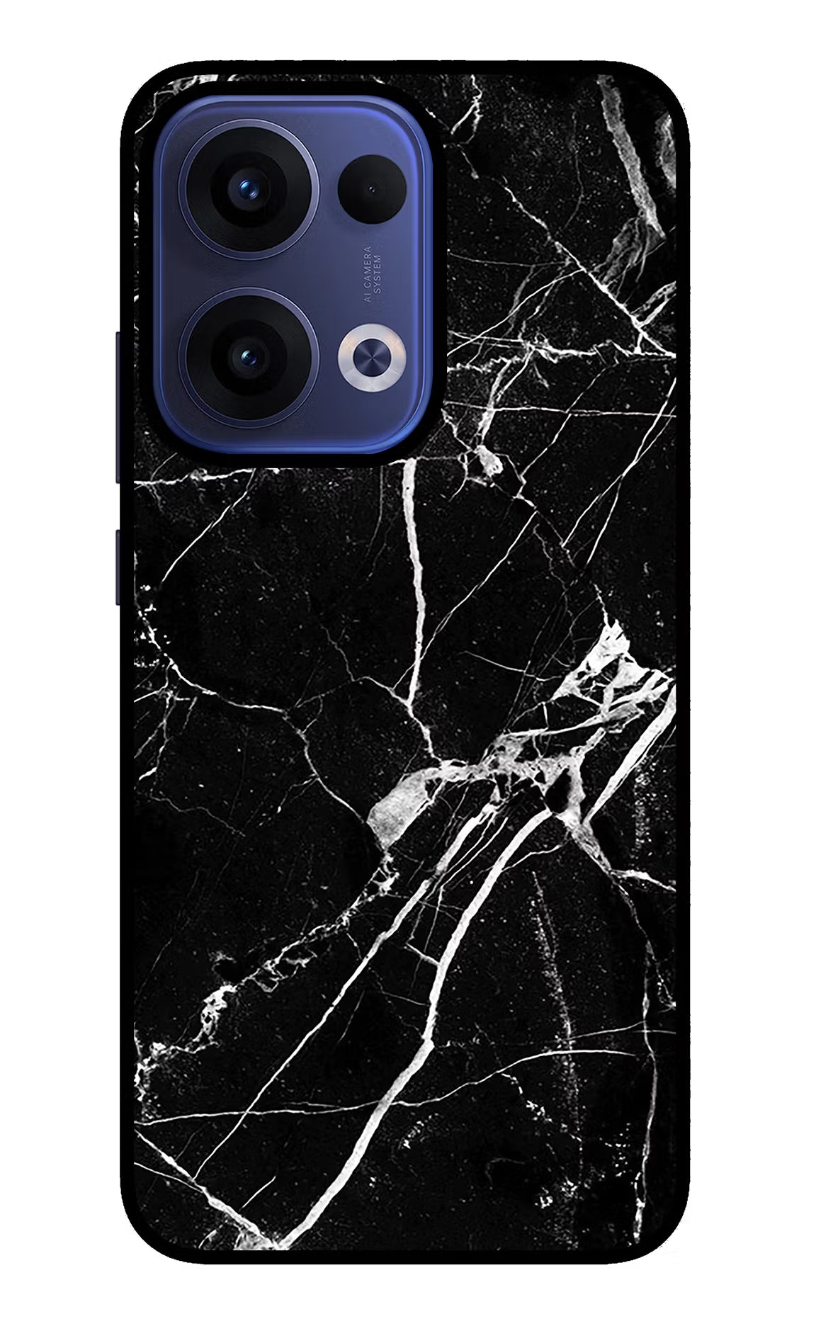 Black Marble Pattern Oppo Reno13 5G Glass Case
