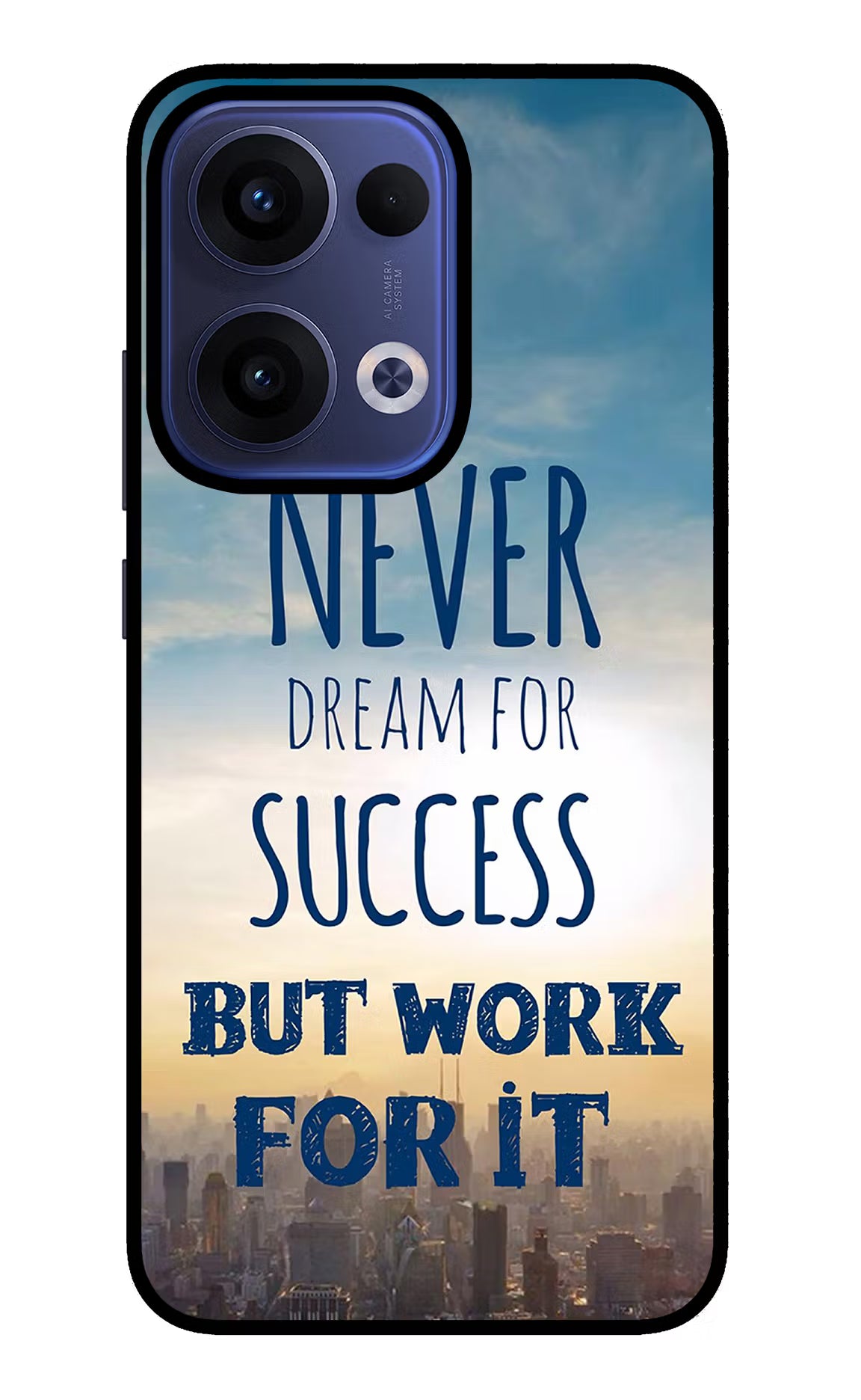Never Dream For Success But Work For It Oppo Reno13 5G Glass Case Back Cover by Casekaro