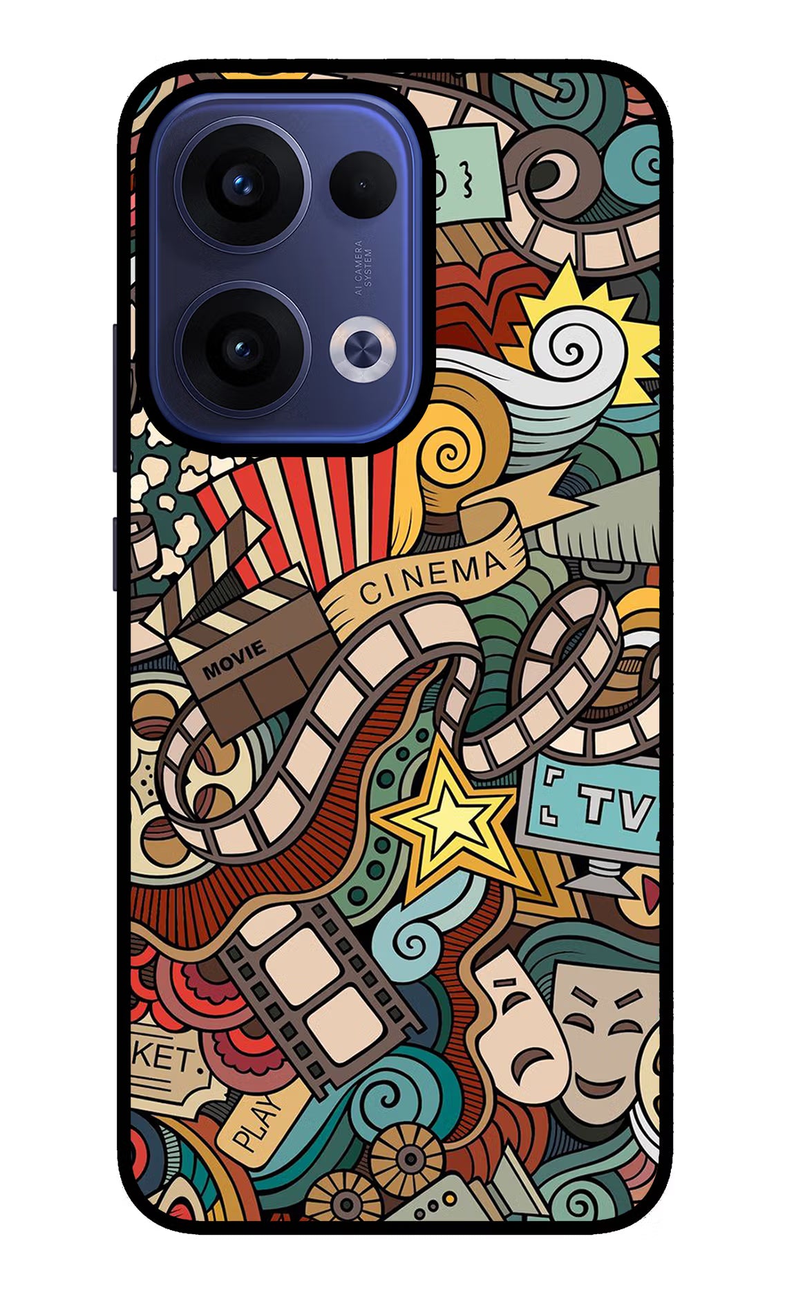 Cinema Abstract Oppo Reno13 5G Glass Case Back Cover by Casekaro