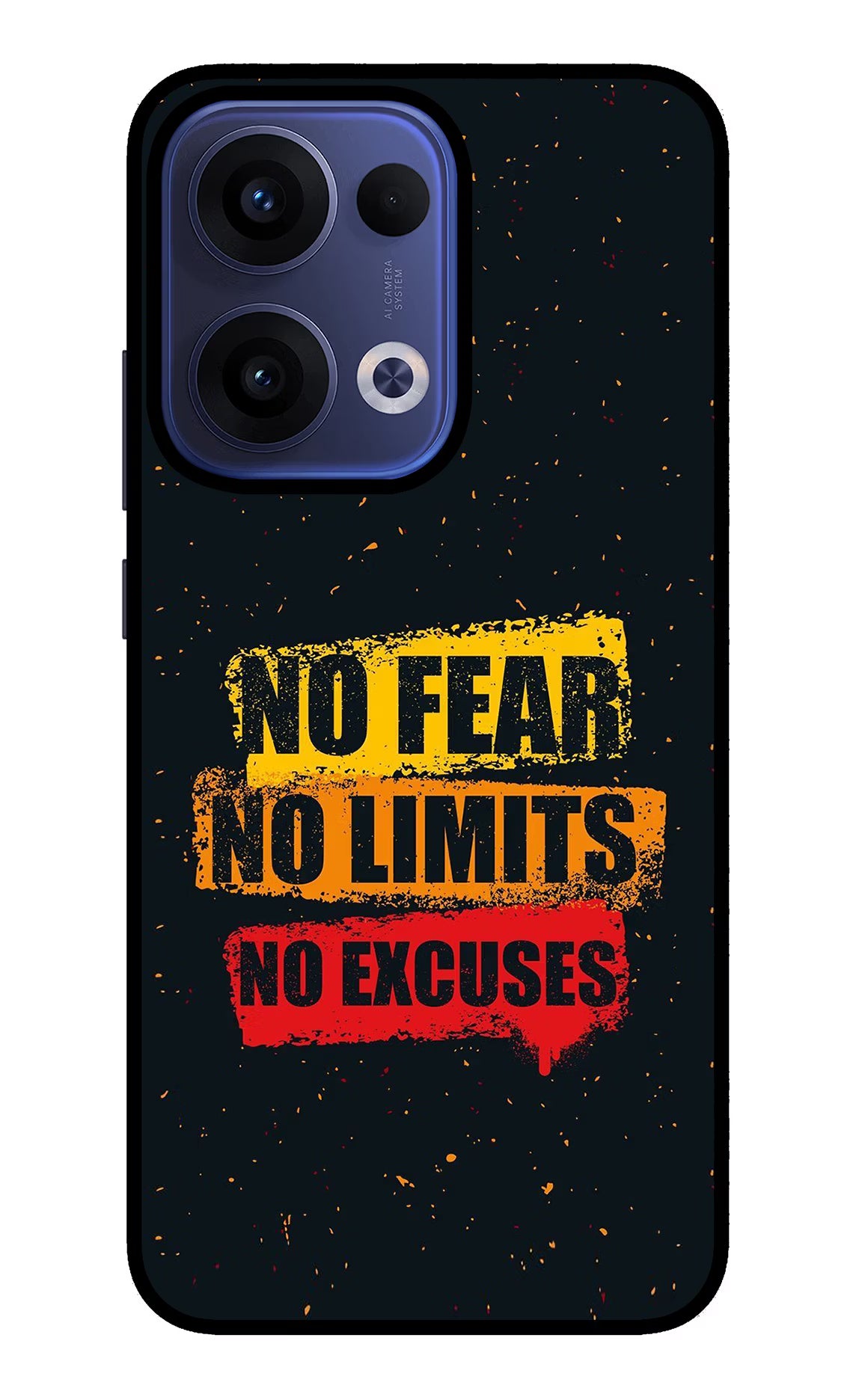 No Fear No Limits No Excuse Oppo Reno13 5G Glass Case Back Cover by Casekaro