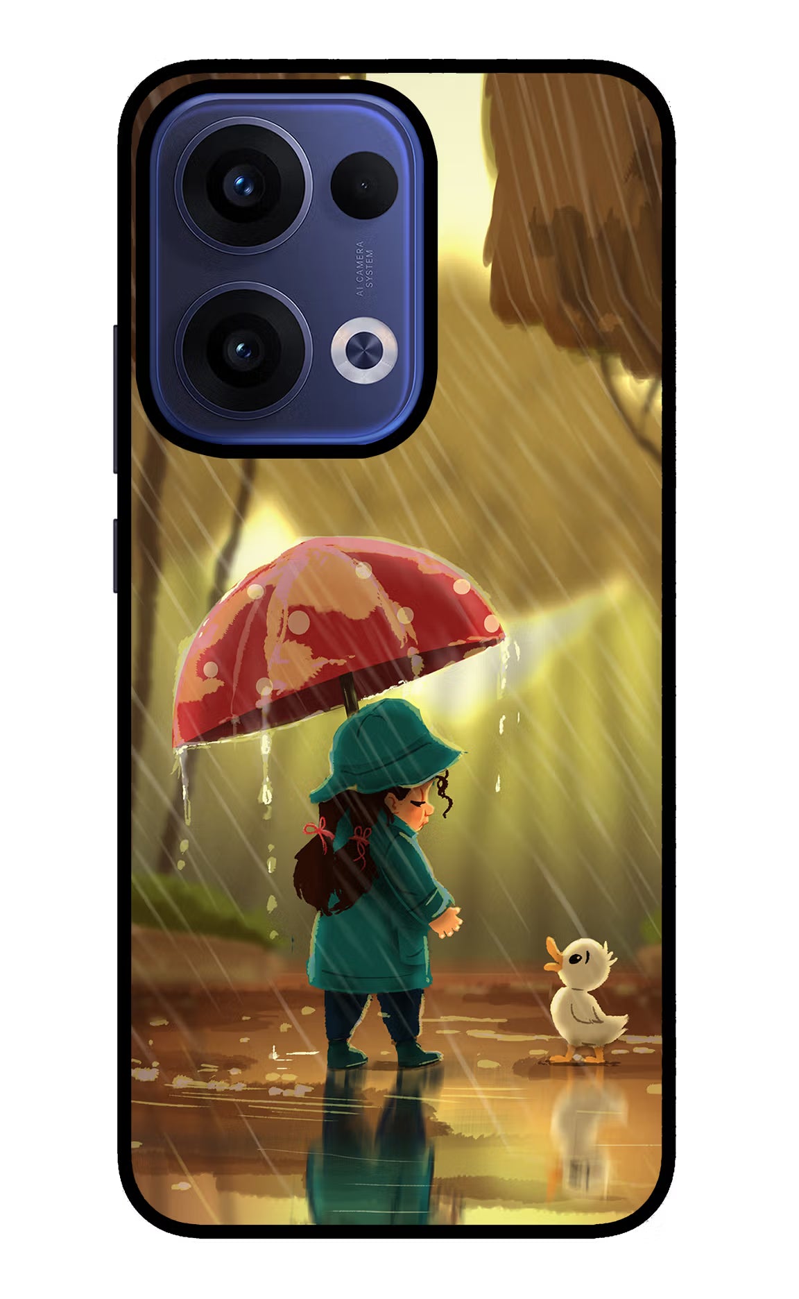 Rainy Day Oppo Reno13 5G Glass Case Back Cover by Casekaro