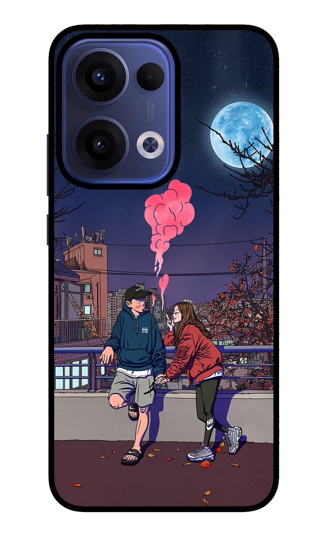 Chilling Couple Oppo Reno13 5G Glass Case Back Cover by Casekaro