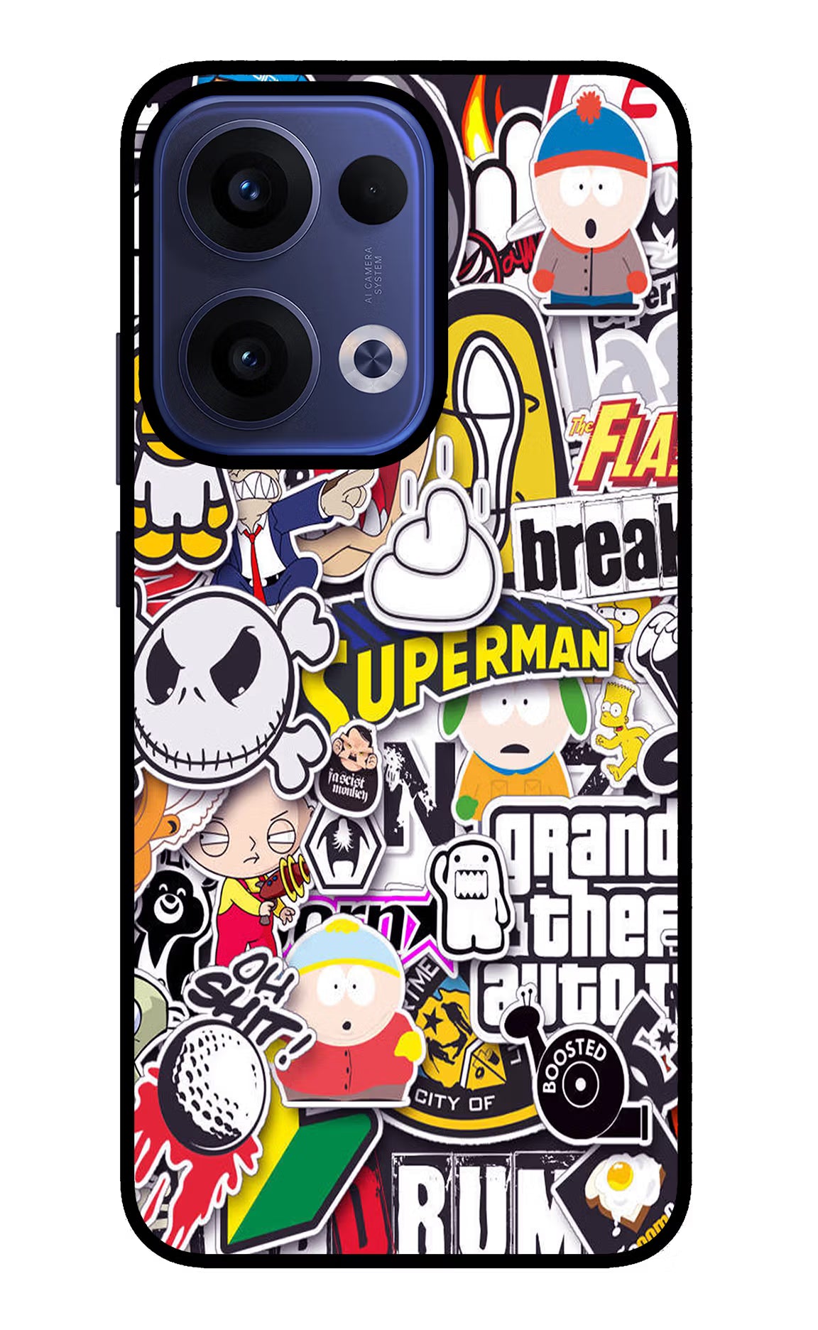 Sticker Bomb Oppo Reno13 5G Glass Case Back Cover by Casekaro