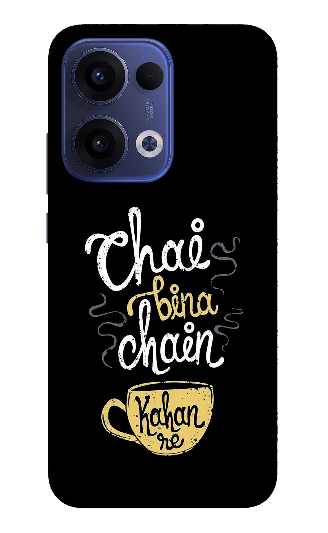 Chai Bina Chain Kaha Re Oppo Reno13 5G Glass Case Back Cover by Casekaro