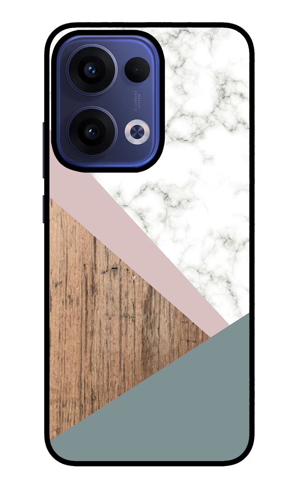 Marble wood Abstract Oppo Reno13 5G Glass Case Back Cover by Casekaro