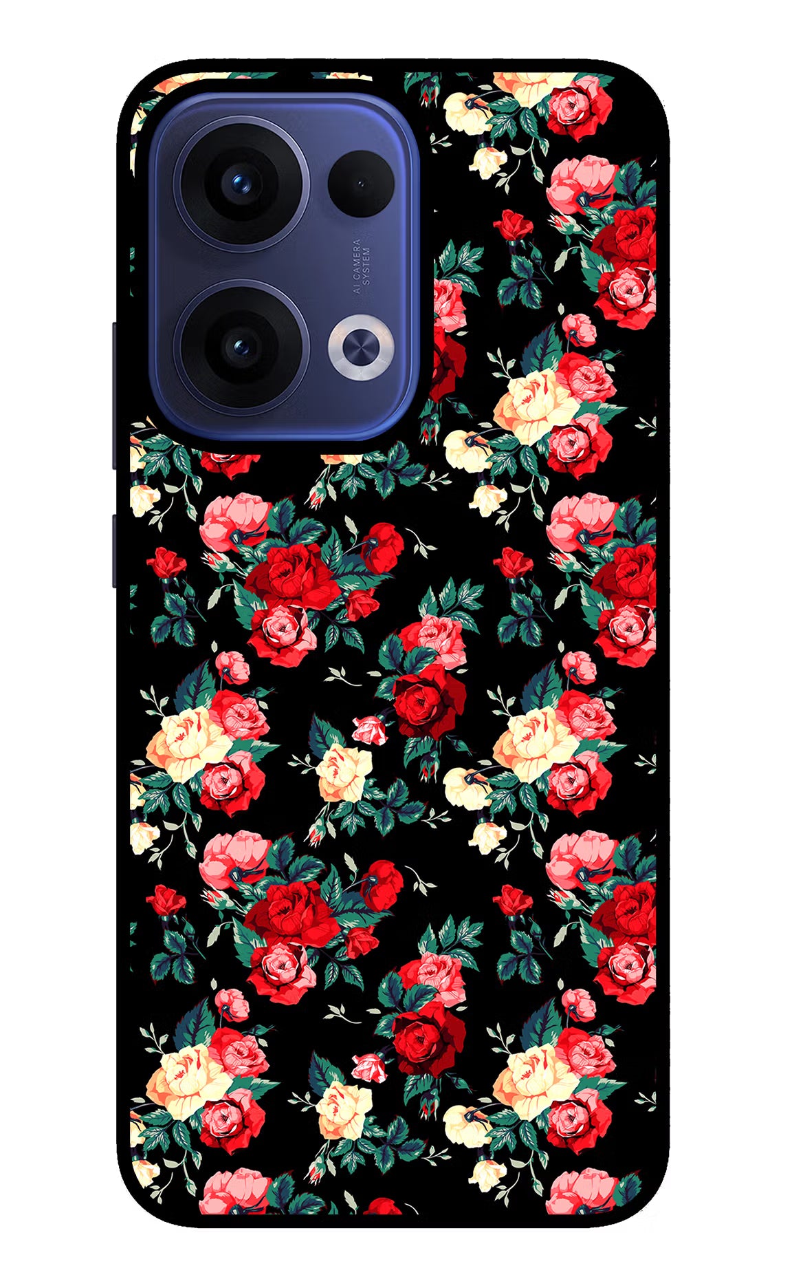 Rose Pattern Oppo Reno13 5G Glass Case Back Cover by Casekaro