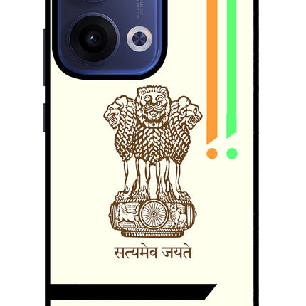 Satyamev Jayate Brown Logo Oppo Reno13 5G Glass Case Back Cover by Casekaro