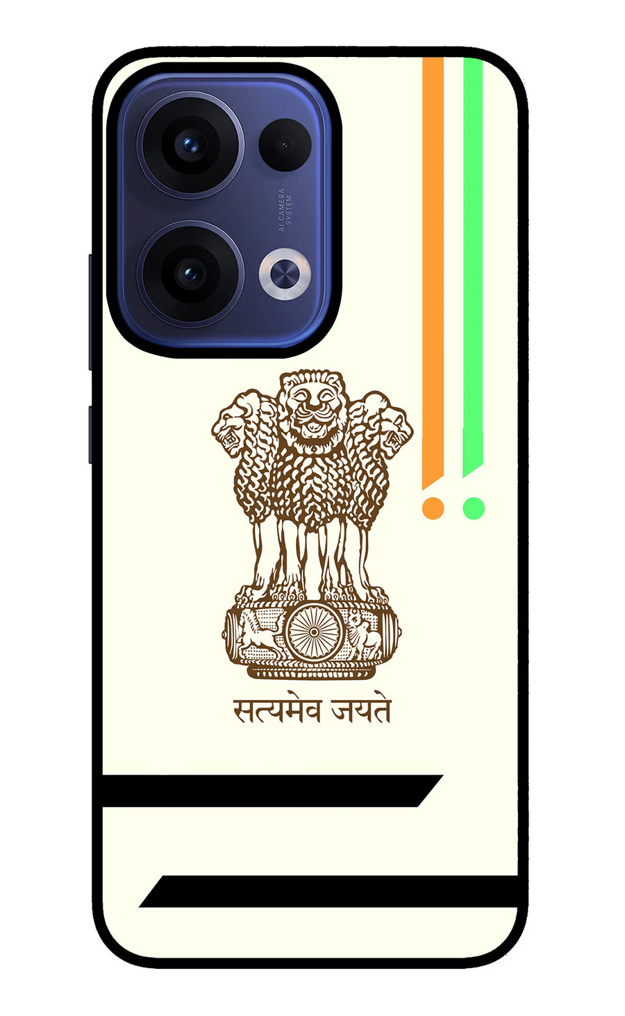 Satyamev Jayate Brown Logo Oppo Reno13 5G Back Cover, Glass case