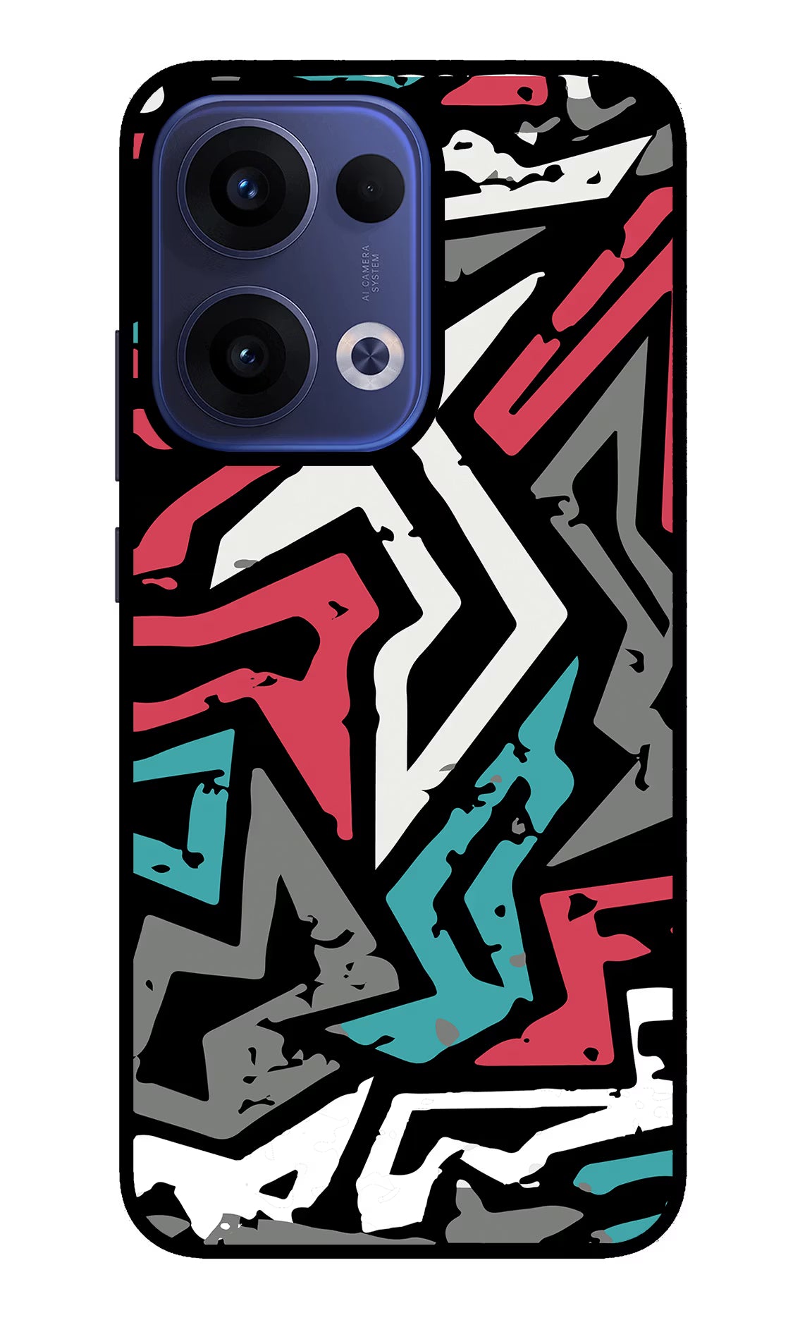 Geometric Graffiti Oppo Reno13 5G Glass Case Back Cover by Casekaro