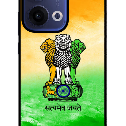 Satyamev Jayate Flag Oppo Reno13 5G Glass Case Back Cover by Casekaro