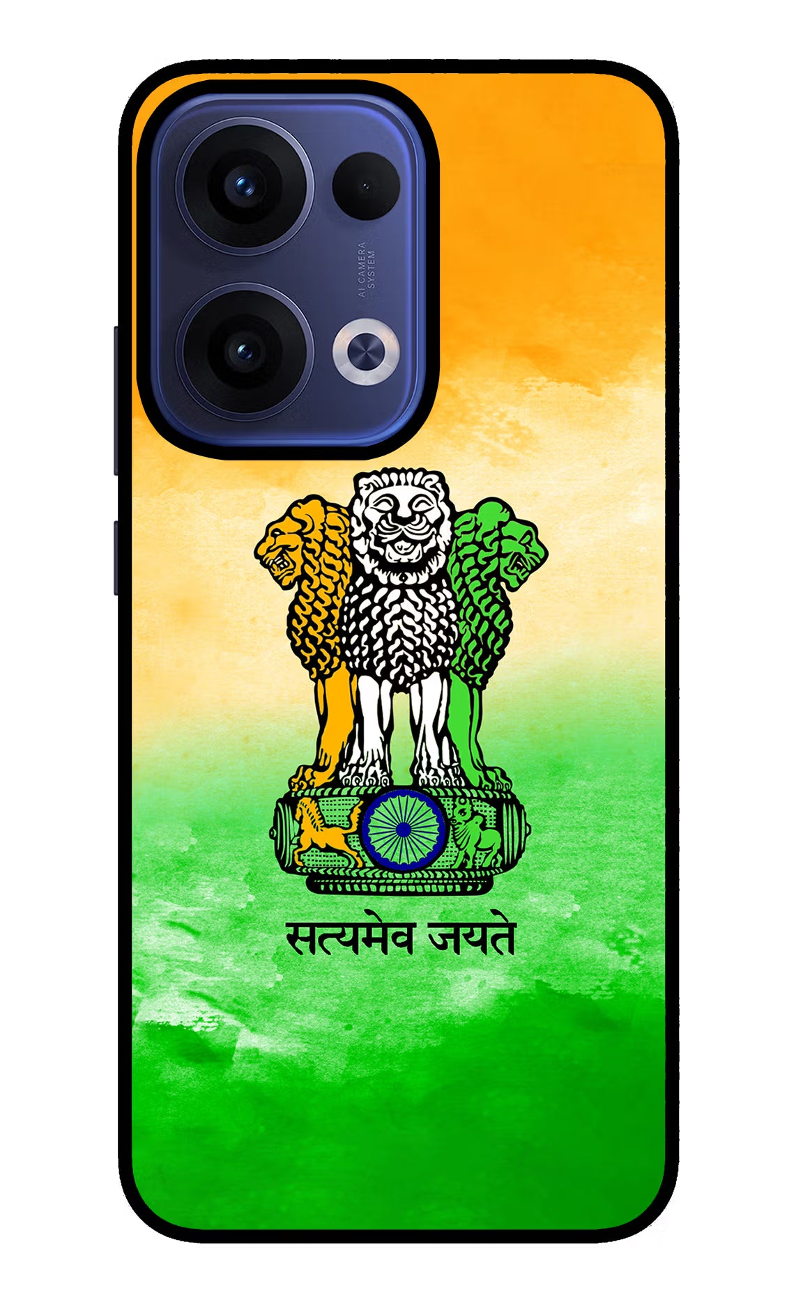 Satyamev Jayate Flag Oppo Reno13 5G Glass Case Back Cover by Casekaro