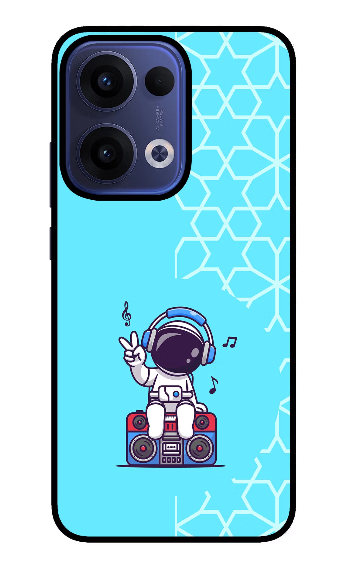 Cute Astronaut Chilling Oppo Reno13 5G Glass Case Back Cover by Casekaro