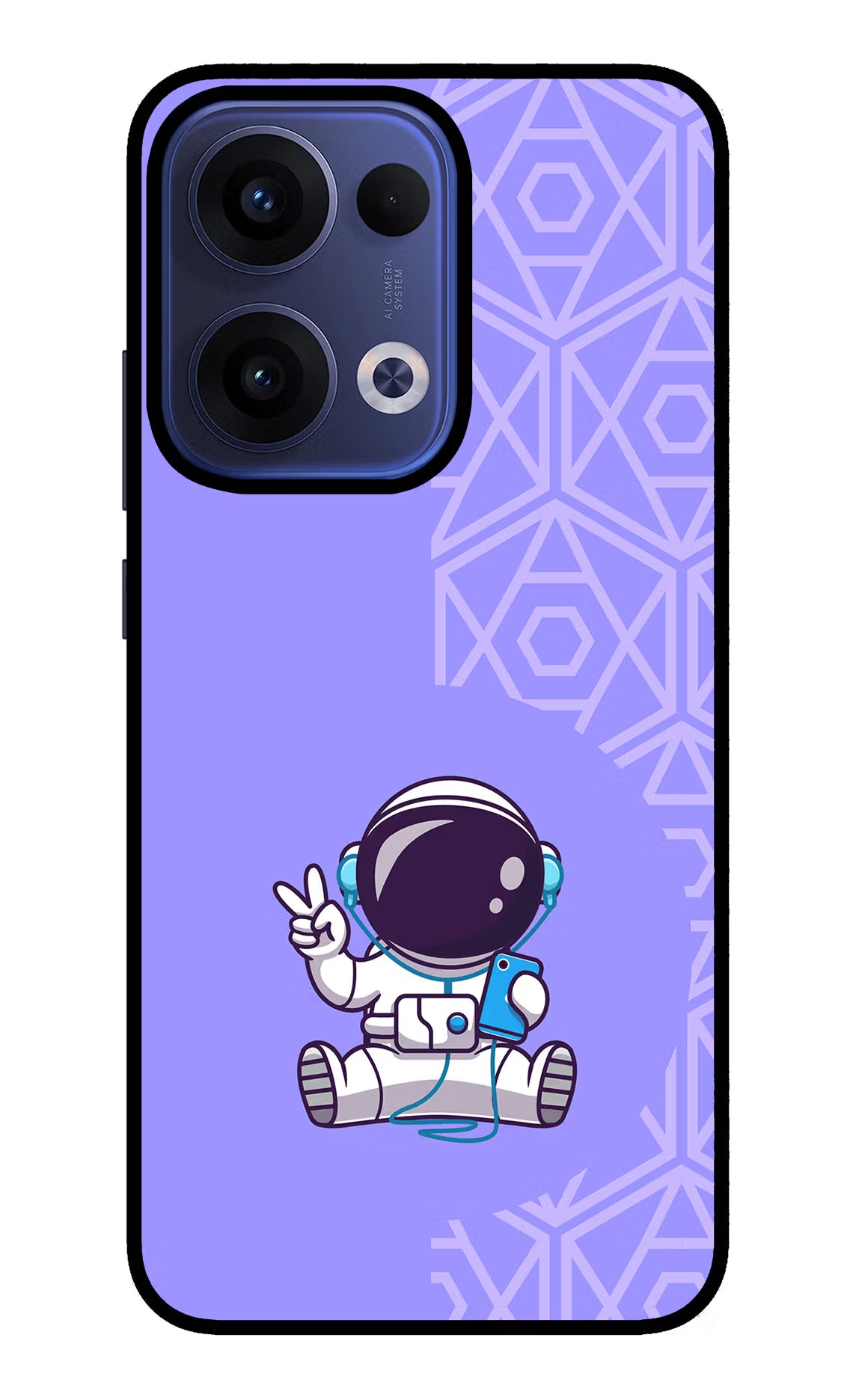 Cute Astronaut Chilling Oppo Reno13 5G Glass Case Back Cover by Casekaro