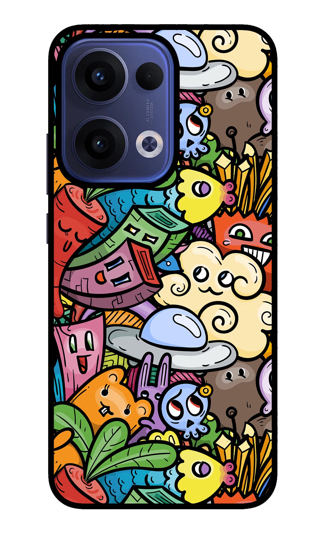 Veggie Doodle Oppo Reno13 5G Glass Case Back Cover by Casekaro