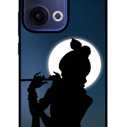 Shri Krishna Silhouette Oppo Reno13 5G Glass Case Back Cover by Casekaro