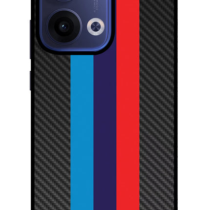 BMW Stripes Pattern Oppo Reno13 5G Glass Case Back Cover by Casekaro