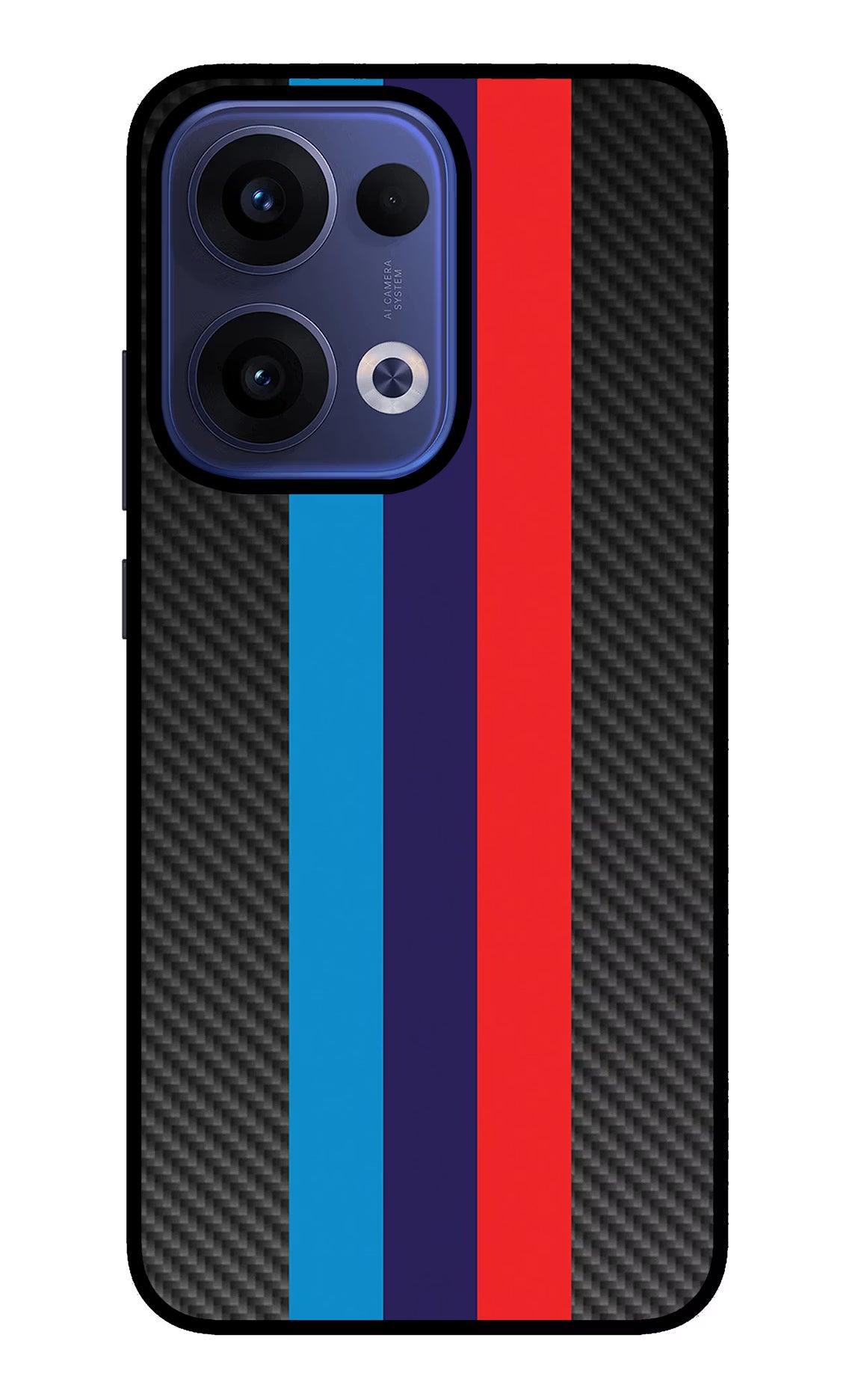 BMW Stripes Pattern Oppo Reno13 5G Glass Case Back Cover by Casekaro