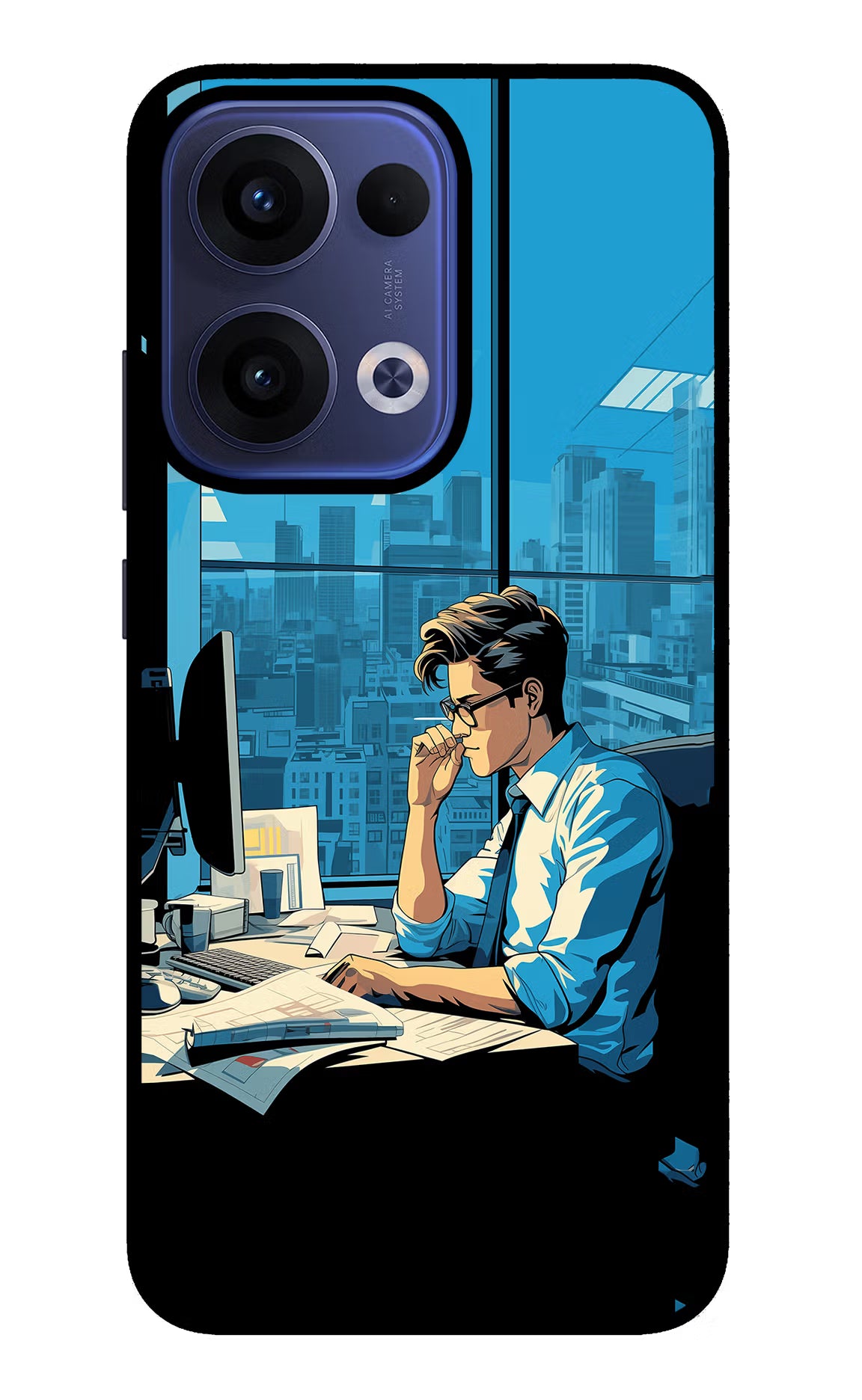 Focused Hustler (AI Generated) Oppo Reno13 5G Glass Case Back Cover by Casekaro