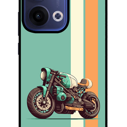 Striped Moto Drift Oppo Reno13 5G Glass Case Back Cover by Casekaro