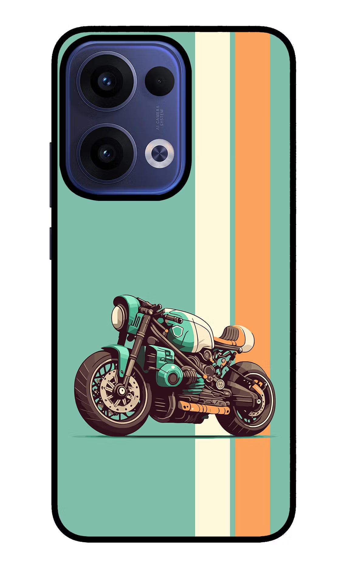Striped Moto Drift Oppo Reno13 5G Glass Case Back Cover by Casekaro