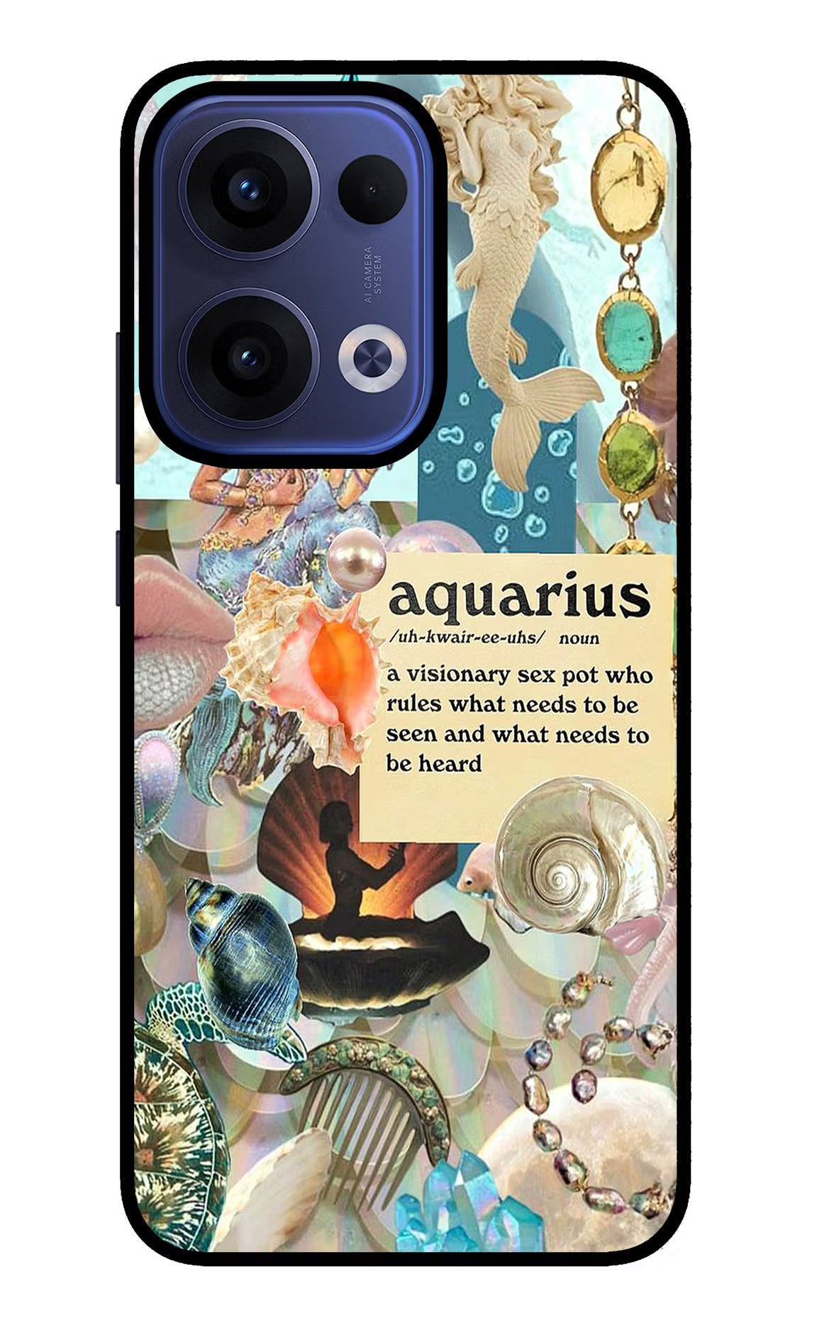 Aquarius Zodiac Oppo Reno13 5G Glass Case Back Cover by Casekaro