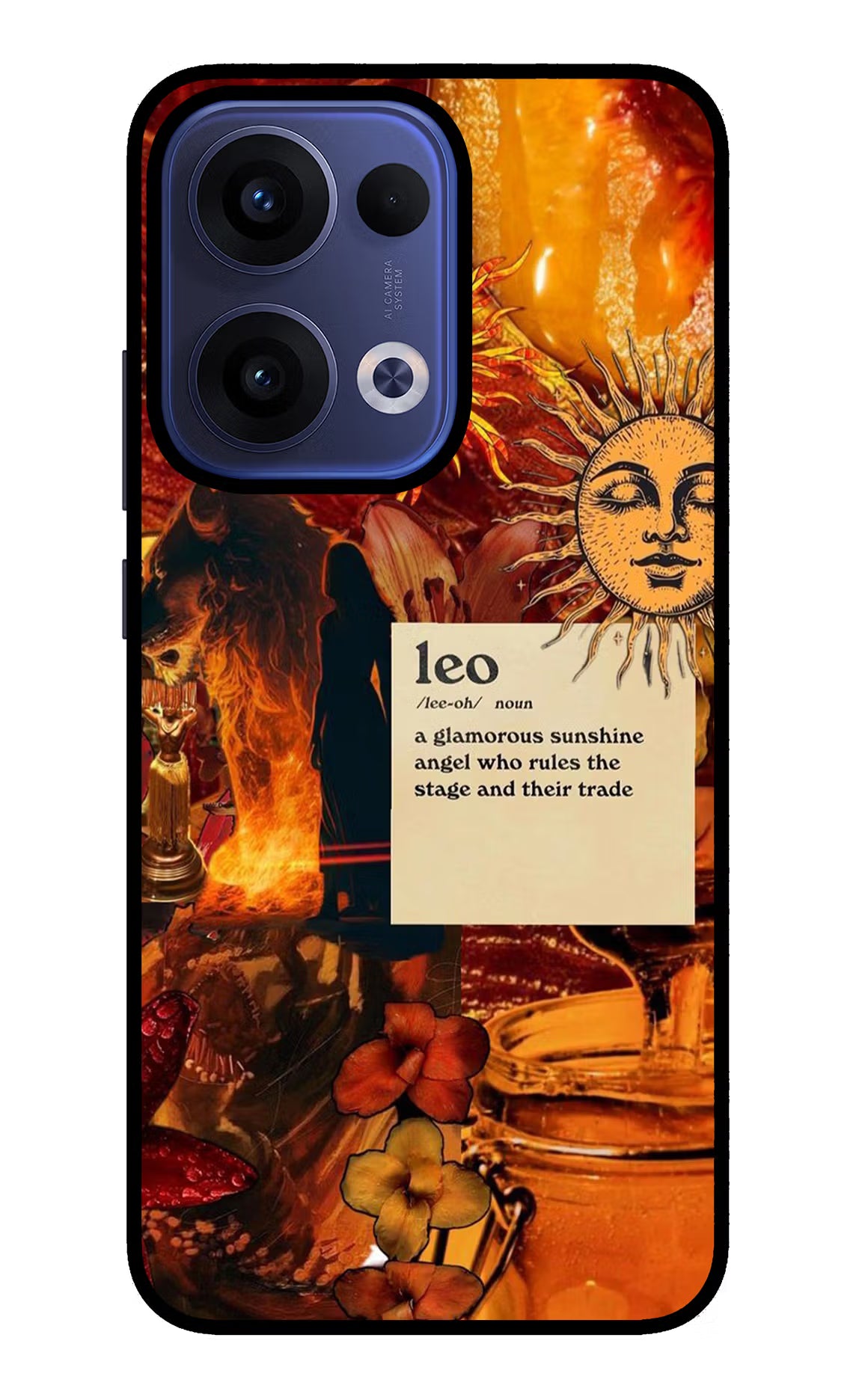 Leo Zodiac Oppo Reno13 5G Glass Case Back Cover by Casekaro