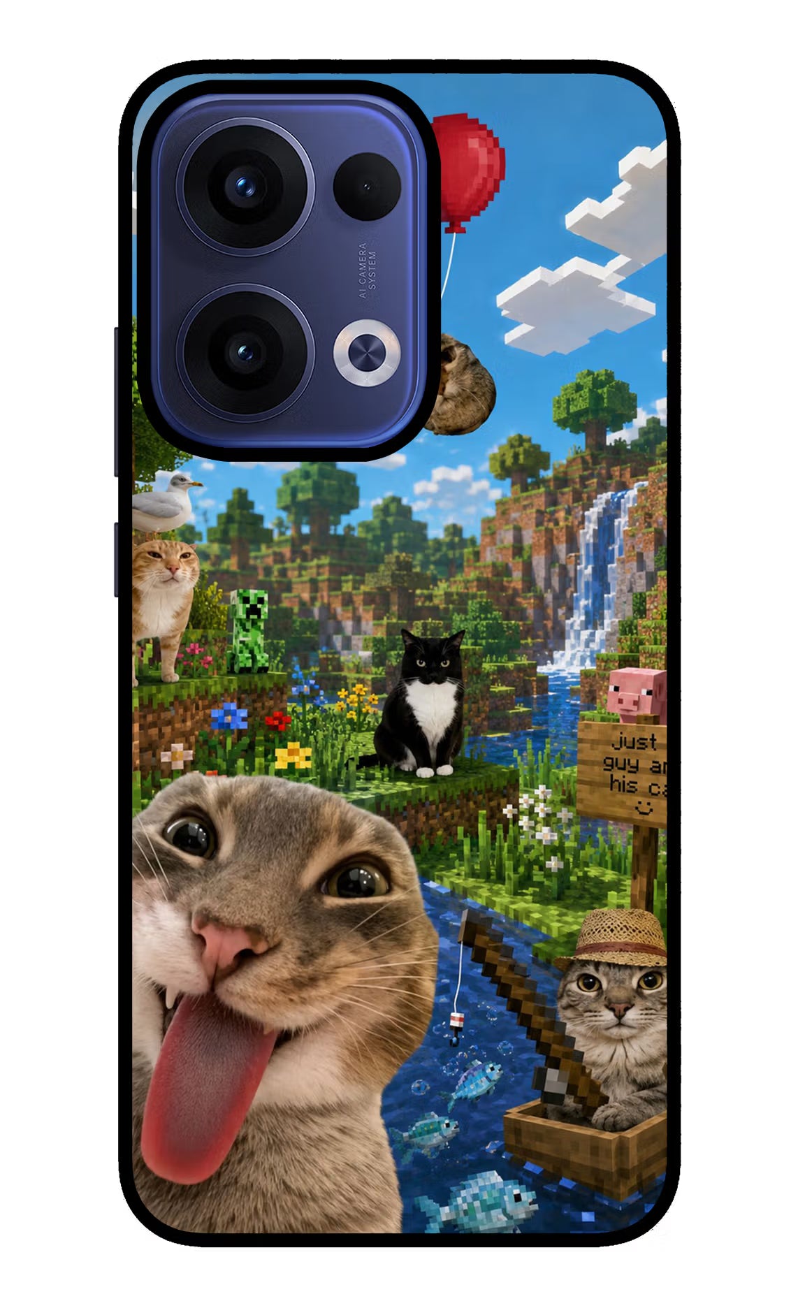 Minecraft Cat Chaos Oppo Reno13 5G Glass Case