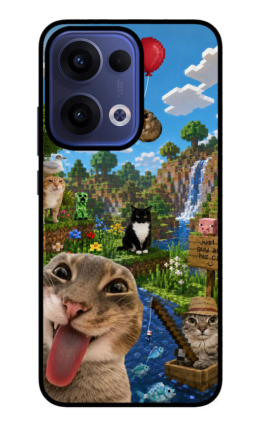 Minecraft Cat Chaos Oppo Reno13 5G Glass Case