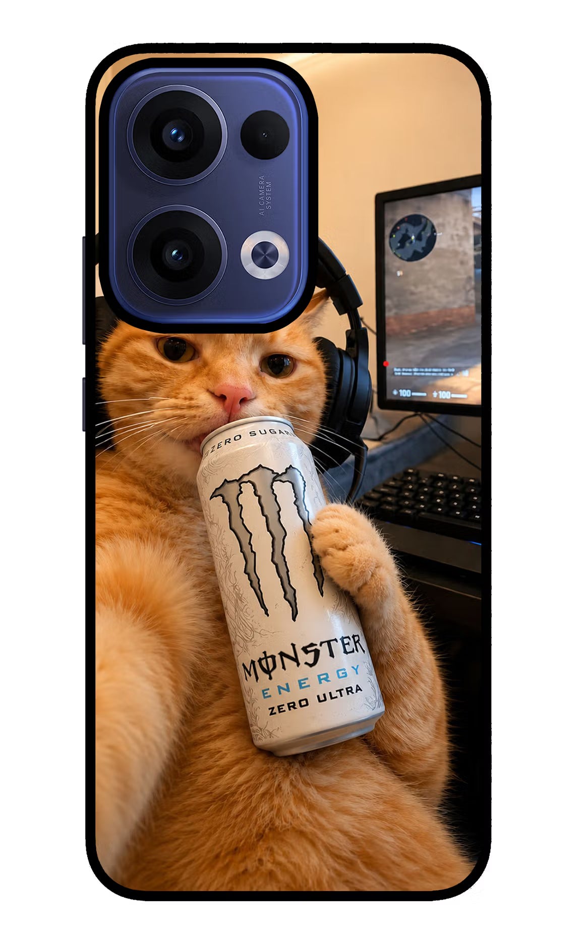 Gamer Cat Energy Oppo Reno13 5G Glass Case