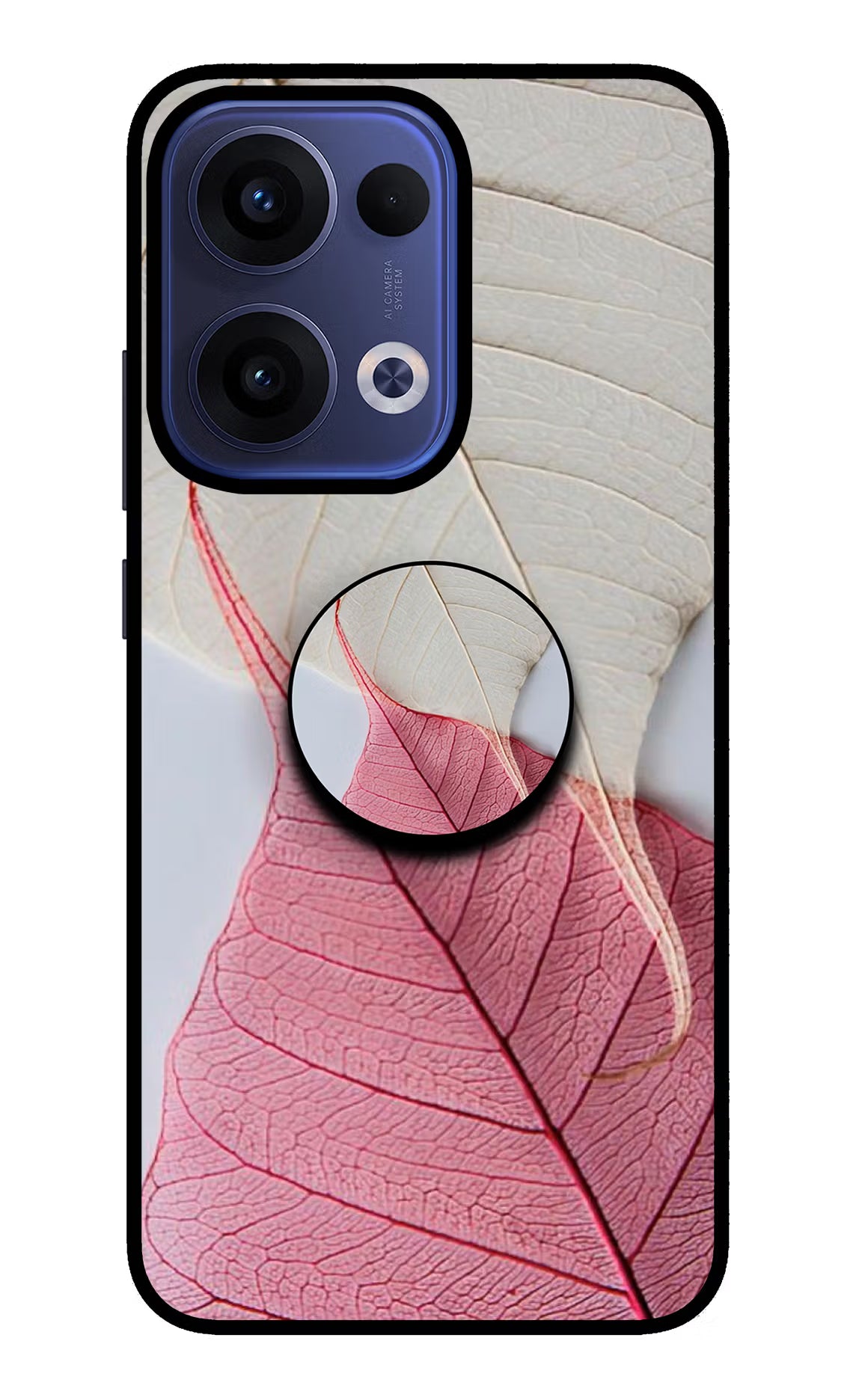 White Pink Leaf Oppo Reno13 5G Pop Case by Casekaro