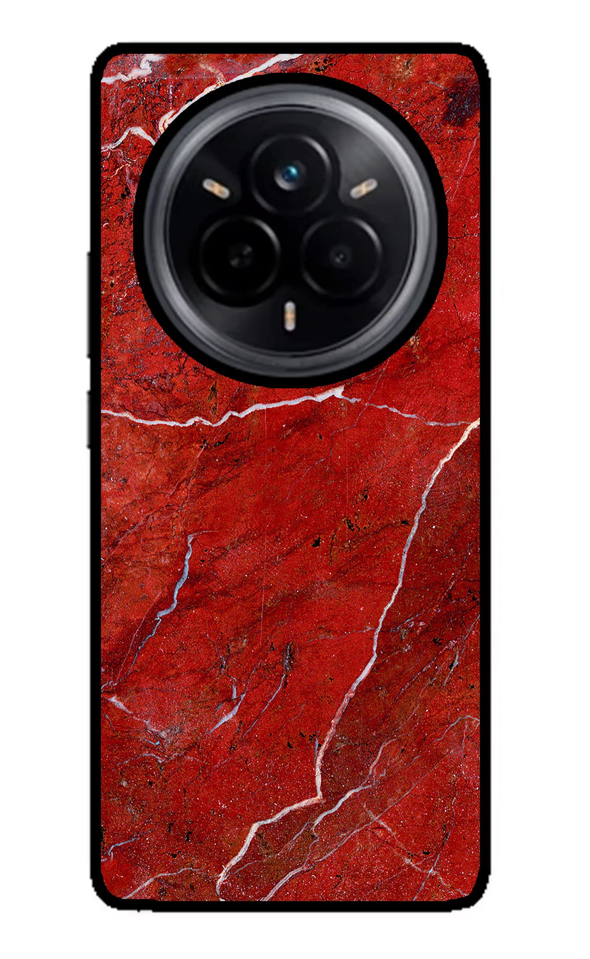 Red Marble Design Realme 14 Pro 5G Glass Case Back Cover by Casekaro