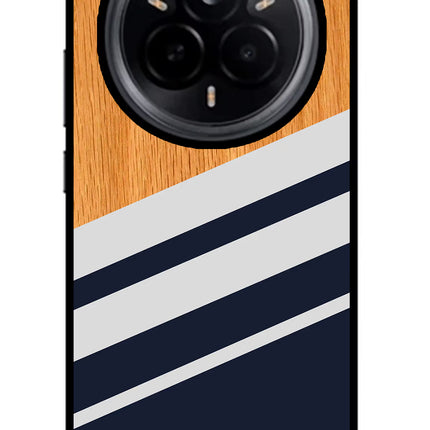Blue and white wooden Realme 14 Pro 5G Glass Case