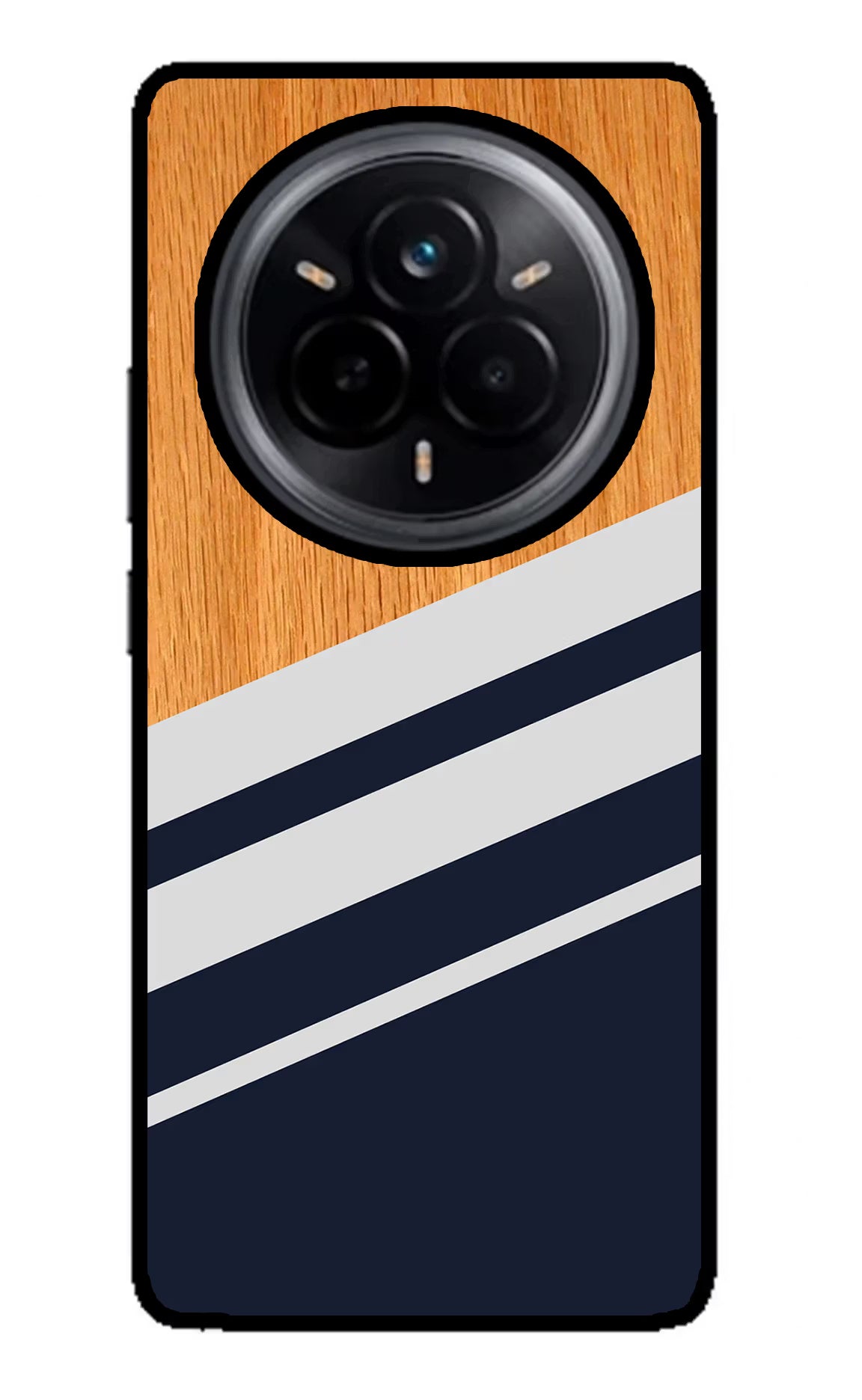 Blue and white wooden Realme 14 Pro 5G Glass Case Back Cover by Casekaro