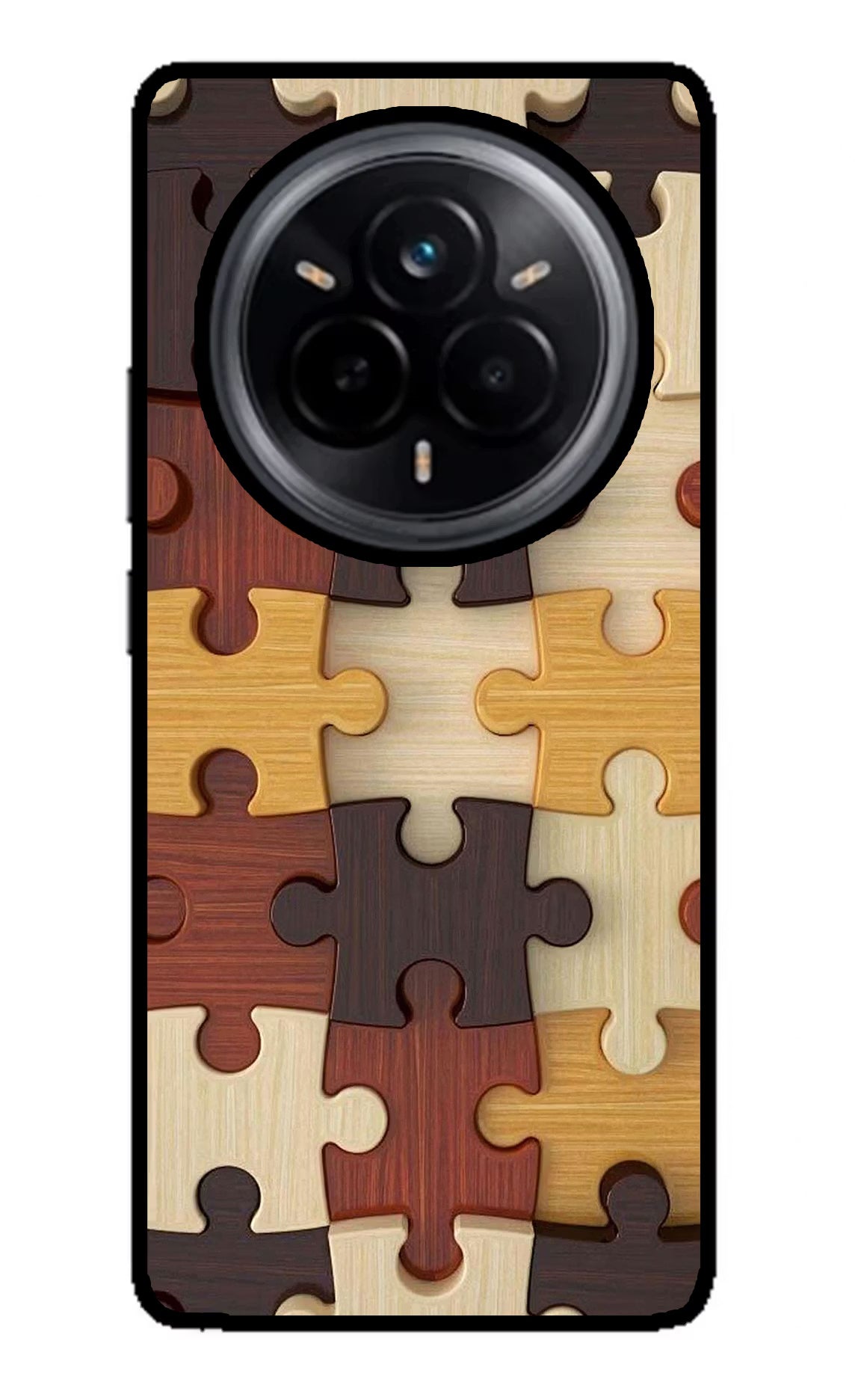 Wooden Puzzle Realme 14 Pro 5G Glass Case Back Cover by Casekaro