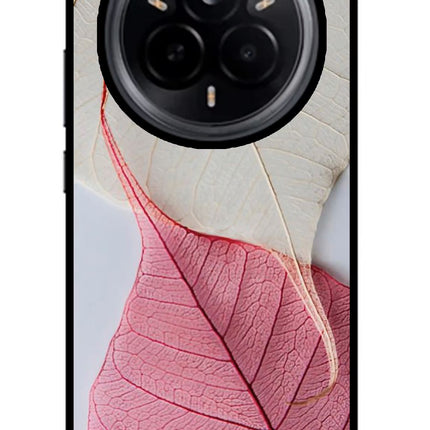 White Pink Leaf Realme 14 Pro 5G Glass Case