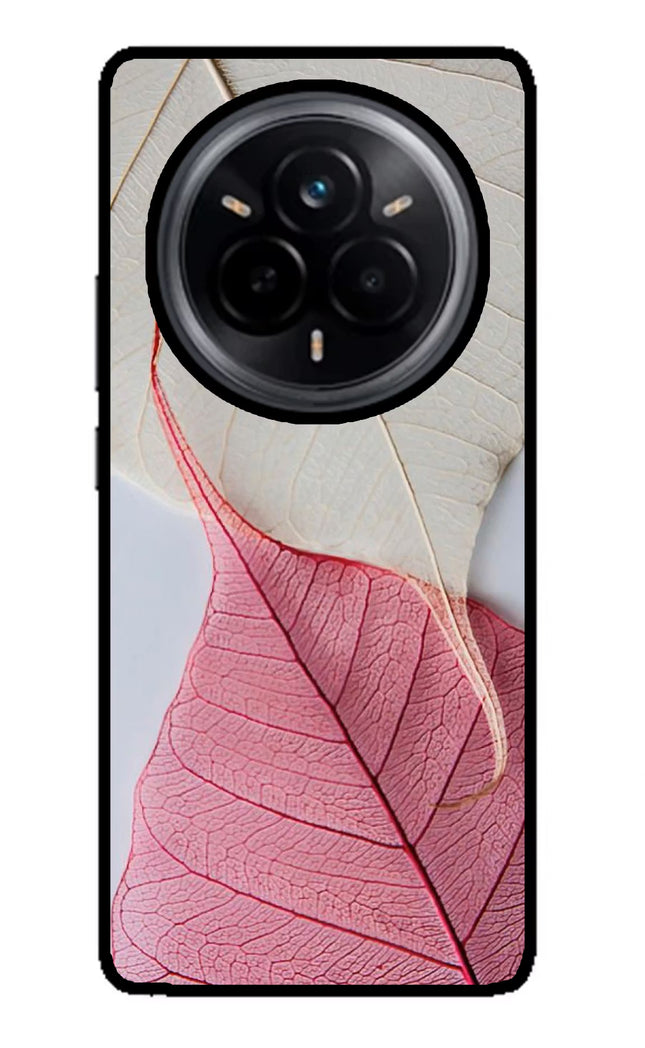 White Pink Leaf Realme 14 Pro 5G Glass Case