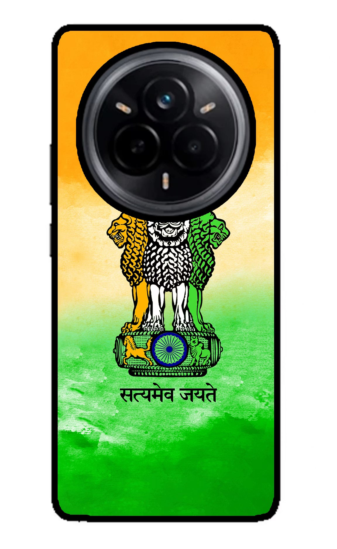 Satyamev Jayate Flag Realme 14 Pro 5G Glass Case Back Cover by Casekaro