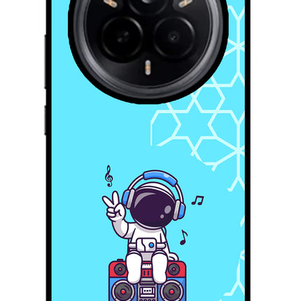 Cute Astronaut Chilling Realme 14 Pro 5G Glass Case
