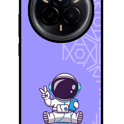 Cute Astronaut Chilling Realme 14 Pro 5G Glass Case