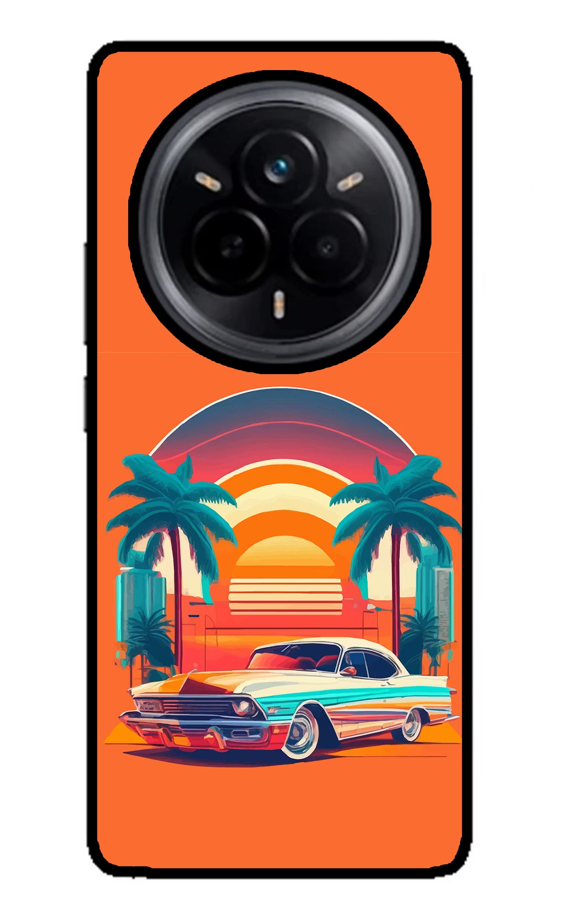 Palm Drive 80s Realme 14 Pro 5G Glass Case Back Cover by Casekaro