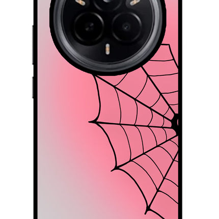 Pink Web Realme 14 Pro 5G Glass Case Back Cover by Casekaro