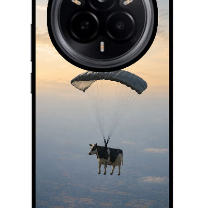 Skydiving Cow Realme 14 Pro 5G Glass Case
