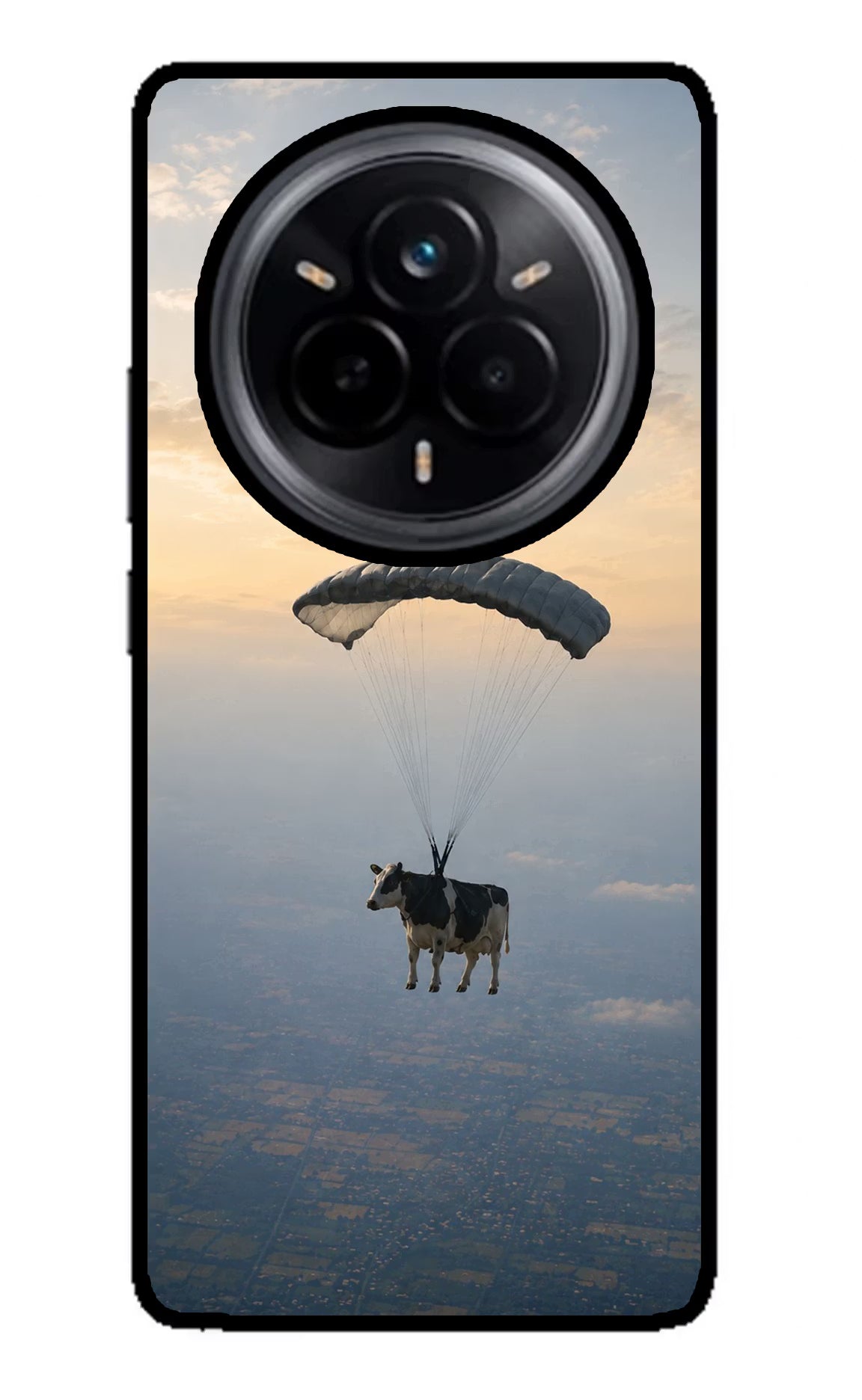 Skydiving Cow Realme 14 Pro 5G Glass Case