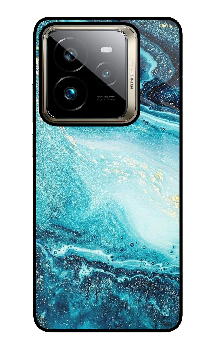 Blue Glitter Marble Realme GT 7 Pro Back Cover, Glass case