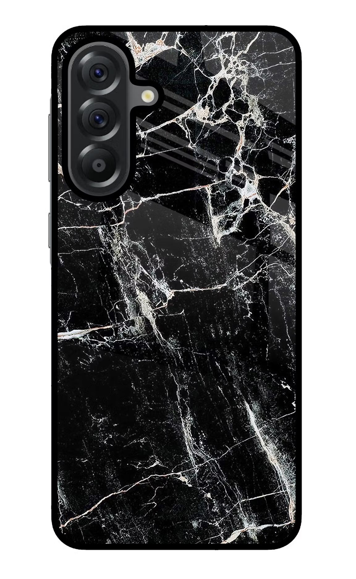 Black Marble Texture Samsung A56 5G Glass Case Back Cover by Casekaro