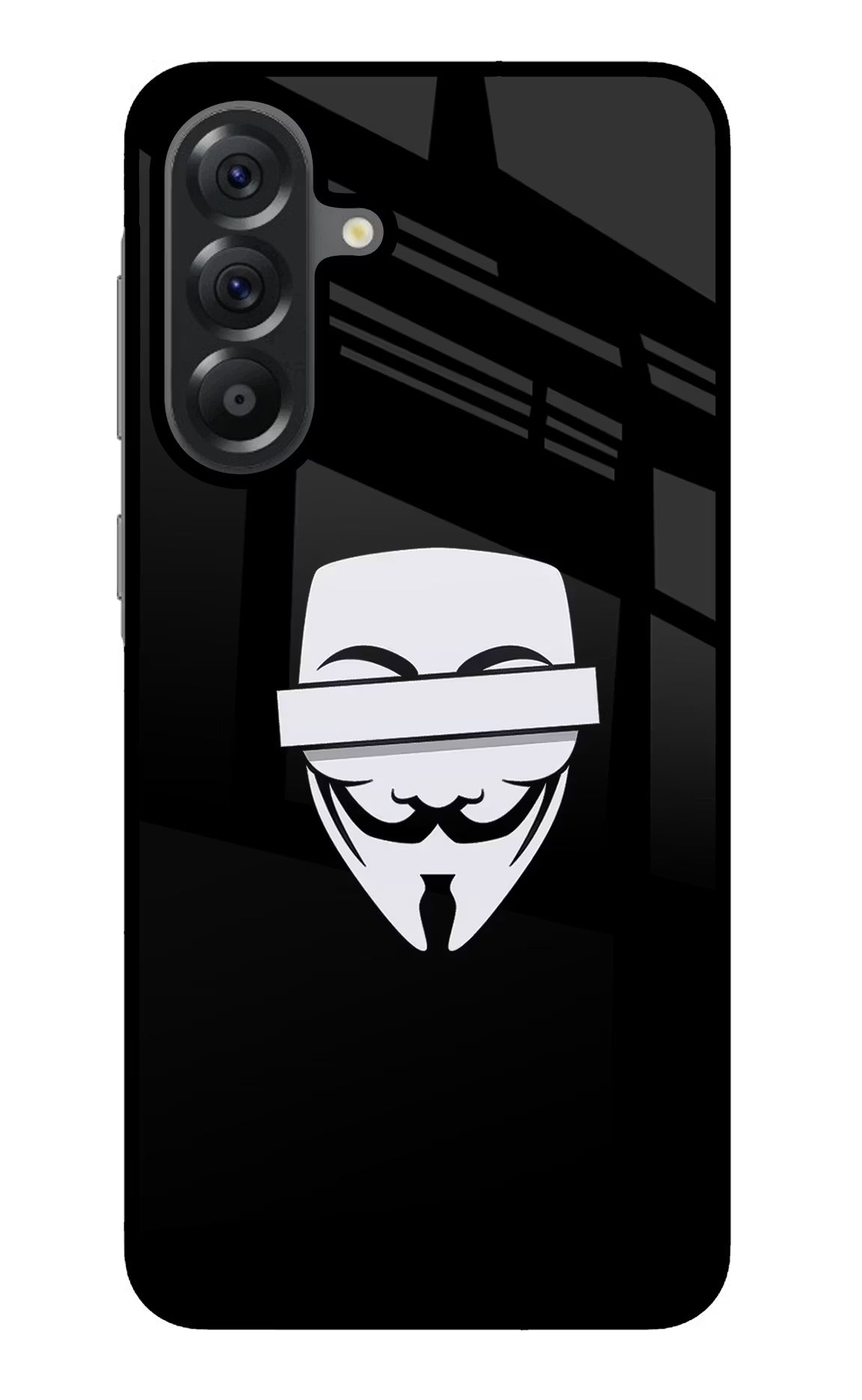 Anonymous Face Samsung A56 5G Glass Case Back Cover by Casekaro